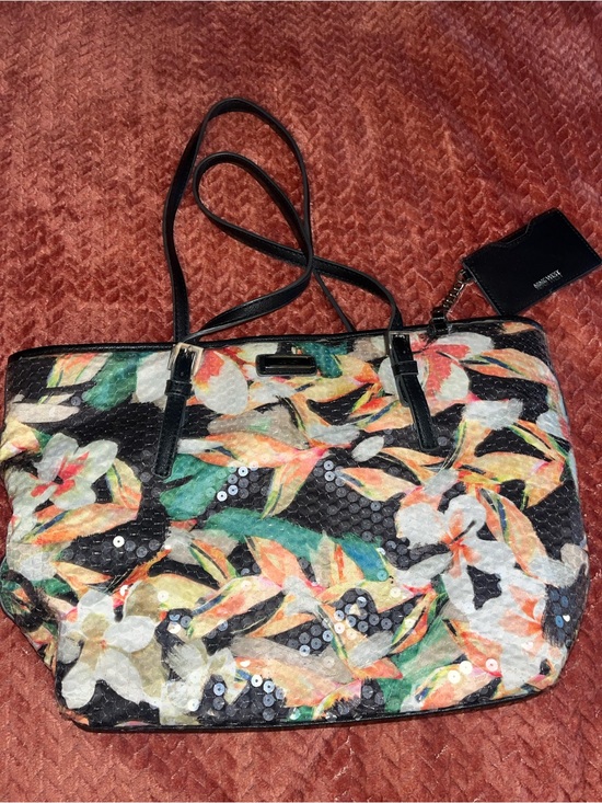 Nine West Handbags - Nine West Multi-Color Floral Sequin Tote with Black Trim